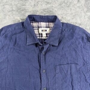 Joseph Abboud 100% Linen Navy Short Sleeve Button Down Shirt XL